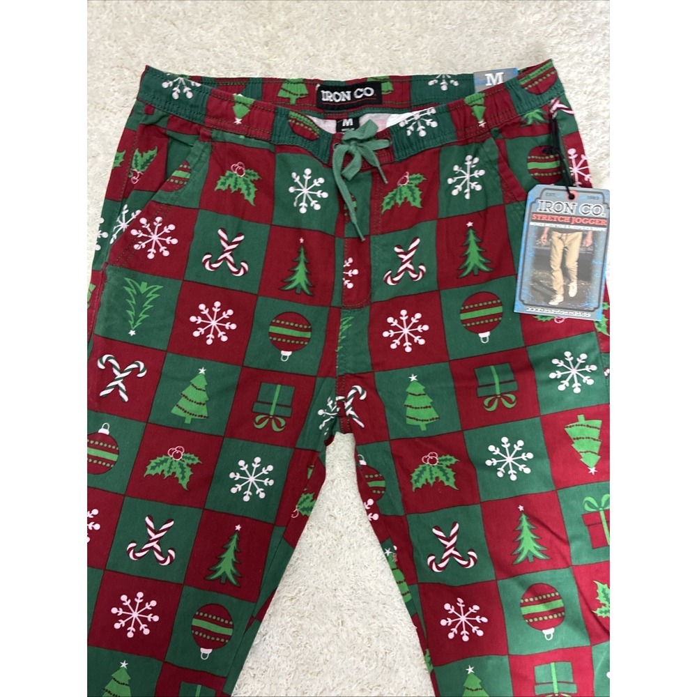 Iron Co. Christmas Holiday Jogger Pants Mens Sz M Tapered Holiday Pants - Picture 2 of 7